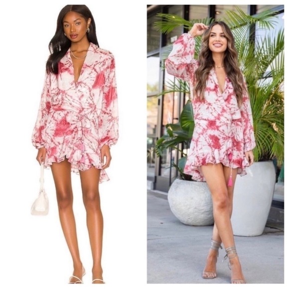 Rococo Sand Ava Mini Dress in Rosewood Pink Tie Dye - Picture 1 of 7